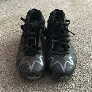 Kids Black and Gray Adidas Cleats
